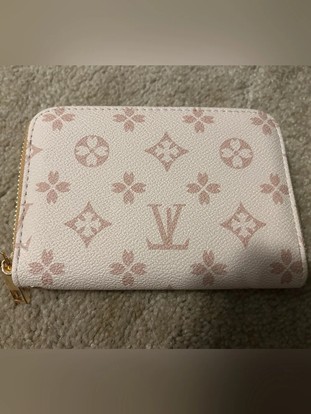 Monogram Zip-Around Wallet in Light Blush Pink